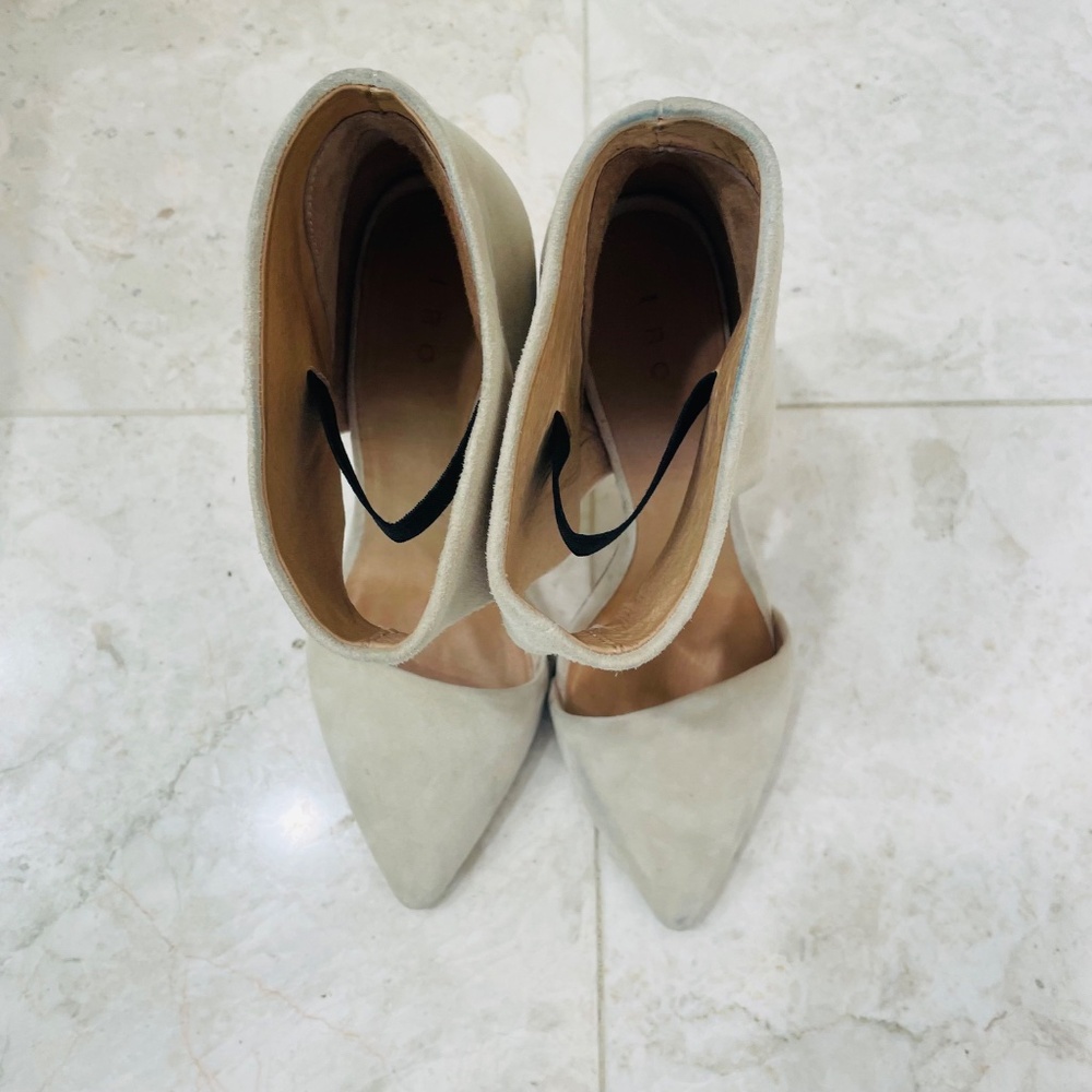 IRO {38} Booties Cream Suede Heel Pointed Toe - Picture 11 of 14